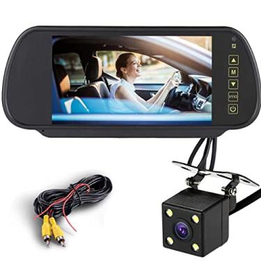 Imagem de Tela de monitor de carro LCD digital TONONE de 7 polegadas para câmera de backup de estacionamento com suporte, retrovisor de carro externo, espelho retrovisor de carro, exibição de DVD de carro