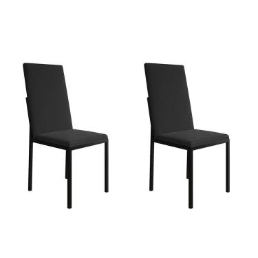 Imagem de Kit 2 Cadeiras De Jantar Estofadas Mônaco Premium Preta - Cor: Preto