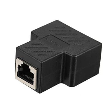 Imagem de Pruie Conector adaptador divisor RJ45 1 a 2 portas fêmea para CAT 5/CAT 6/CAT 7 Cabos LAN Ethernet Soquete Divisor Hub PC Laptop Roteador Contato Plugue modular