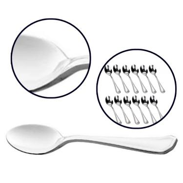 Kit 12 Colheres Café Chá Sopa Utensílio Aço Inox Servir Simples