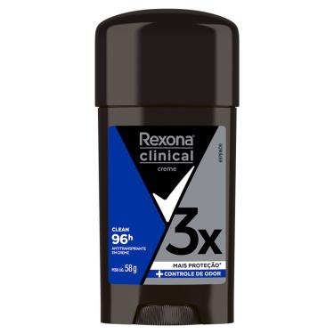 Imagem de Desodorante Rexona Men Clinical Clean Antitranspirante Masculino 96h Creme 58g Rexona Clinical 58g