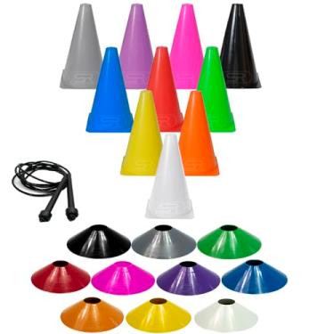 Imagem de 10 Pratos Agilidade + 10 Cones + Corda Treinamento Funcional