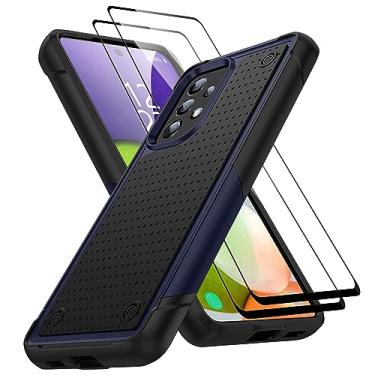 Imagem de Jeylly Capa para celular Samsung Galaxy A52 4G/A52 5G/A52S 5G, plástico rígido híbrido resistente + amortecedor macio slim fit capa protetora de corpo inteiro para Galaxy A52 4G/A52 5G/A52S 5G, azul