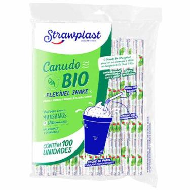 Imagem de Canudo Biodegradável Flexível Shake Sachê Strawplast 100 Unidades