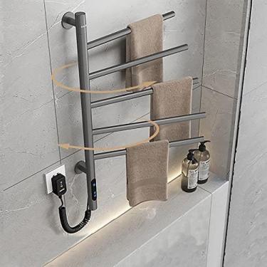 Imagem de Radiador De Toalha Elétrico LCD 82W, Toalheiro Elétrico Inteligente Com Rotação De 180 ° Com Termostato, Temporização De 1 A 8 Horas, 4 Modos, Temperatura Ajustável De 45 A 70 °, 4 Modos, Toalheir