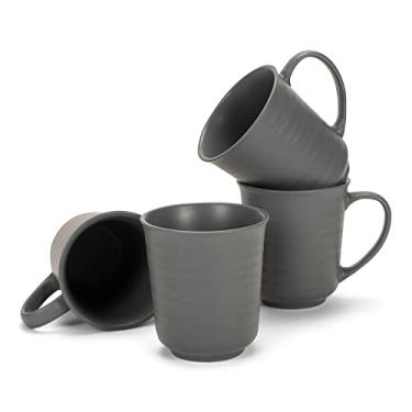 Imagem de Conjunto de 4 canecas de café de grés com acabamento fosco de geleca de 453 ml, Black Matte Glaze Finish, 17 ounce, 1