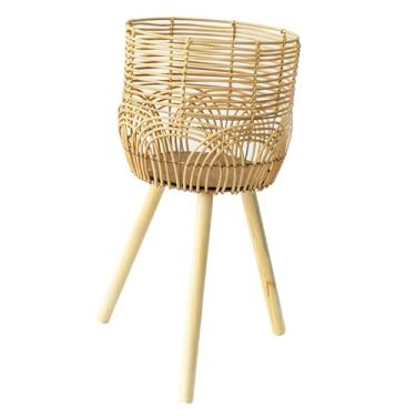 Imagem de ＡＷＨＡＯ Cesta de plantas com suporte, cesta de vime para plantas, vaso de flores para sala de estar, dormitório, fazenda, apartamento, decoração de casa, eu