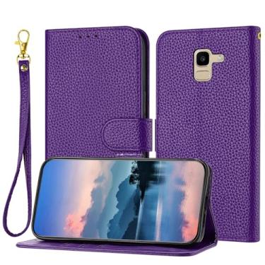 Imagem de Wallet Case Compatible with Samsung Galaxy A8 2018/A5 2018/A530 for Women and Men,Flip Leather Cover with Card Holder, Shockproof TPU Inner Shell Phone Cover & Kickstand (Size : Purple)