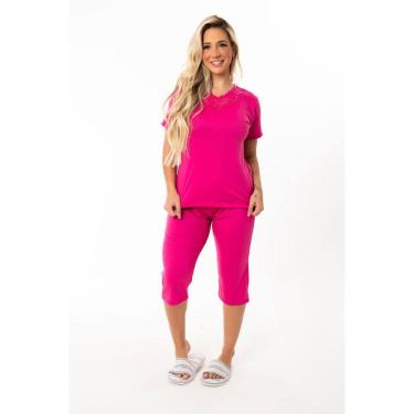 Imagem de Roupa de Dormir Pijama Feminino Suede Liso MangaCurta