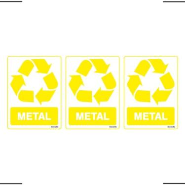 Imagem de Combo 3 Adesivos De Sinalização Lixo Metal 15x20 Ekomunike - S-240 F9e