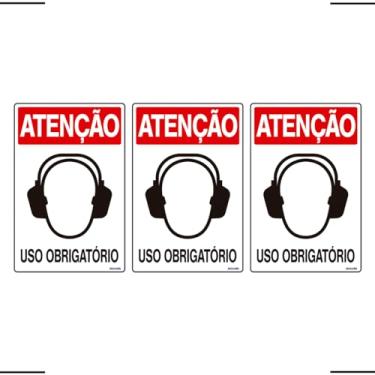 Imagem de Combo 3 Placas De Sinalização Atenção Abafador Auricular Uso Obrigatório 20x30 Ekomunike - S-203 F9e