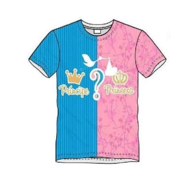 Imagem de Camiseta Adulto Chá De Revelação Rosa Com Azul - Andara Moda Pais E Fi