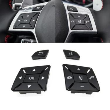Imagem de Goodithy Botões de volante, substituição de chave de botão de controle de volante preto interior para Mercedes Benz ML GL GLK GLA A B C E G Class W204 X204 W212 W156 W246 W207 W117 W218 (modelo A