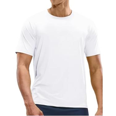 Imagem de MIER Camisetas masculinas de treino dry fit, camiseta atlética, manga curta, gola redonda, academia, poliéster, absorção de umidade, Branco, G