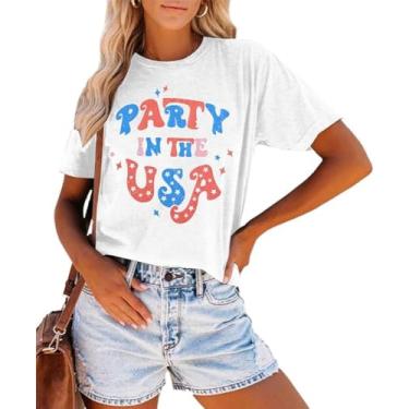 Imagem de Camiseta feminina Party in the USA Independence 4th of July Independence Funny Patriontic Graphic, P - branco, XXG
