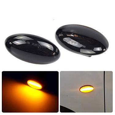 Imagem de Hacreyatu Lente fumê LED completo dianteiro para-lama lateral marcador luz de seta conjunto de lâmpada para Peugeot Expert Partner 107 1007 108 206 301 307 407 607 viajante, adequado para Citroen