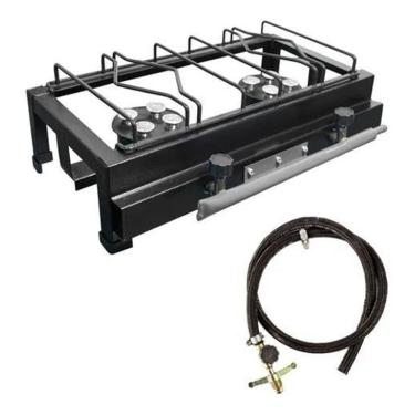 Imagem de Fogão industrial 2 bocas alta pressão lx preto mangueira roa