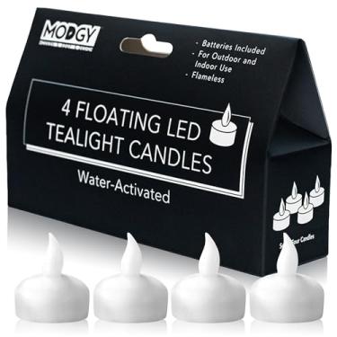 Imagem de MODGY Velas flutuantes LED ativadas por água branca Lumizu, pacote com quatro
