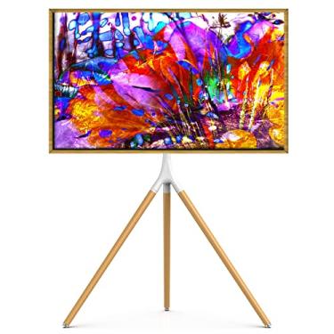 Imagem de UPGRAVITY Tripé de TV para telas planas LED LCD OLED de 45" a 65" de até 35 kg, suporte giratório e ajustável de altura para canto, ao ar livre, cavalete portátil com 2 alças de cabo, branco