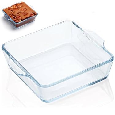 Imagem de Caçarola pequena, assadeira quadrada de vidro de 12 cm, forma de porção individual para forno, micro-ondas, fritadeira a ar, ovo quadrado, tigelas transparentes com alça