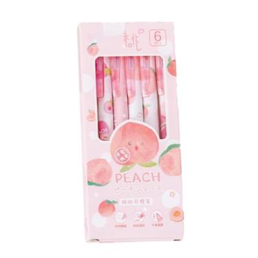 Imagem de 6 peças/caixa - 0,5 mm desenho animado simples apagável e pressione caixa de caneta neutra com caneta neutra apagável a quente criativa - suco de pêssego (pacote com 6)