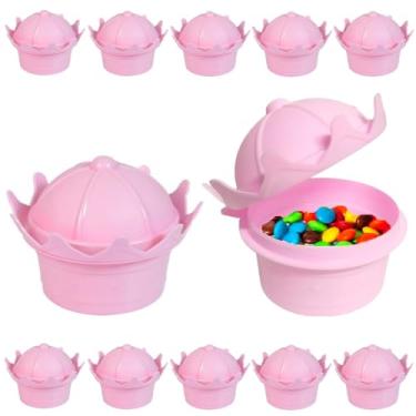 Imagem de Kit com 10 Potes de Lembrancinhas Coroa Princesas p/ Festa e Aniversário Rosa Sacola Surpresa Aniversário Infantil