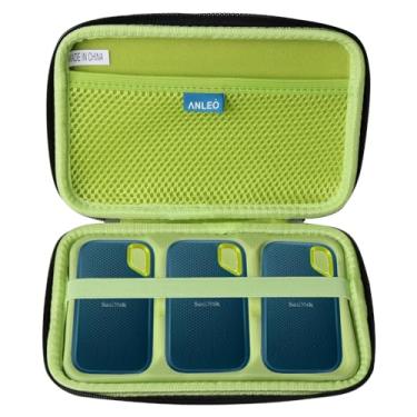 Imagem de Anleo Capa rígida de viagem para SanDisk 500GB / 250GB / 1TB / 2TB Extreme Portable SSD (preto + Monterey, capa para 3 discos rígidos)