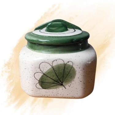 Imagem de Saleiro de Mesa e Parede de Cerâmica com Tampa Porta Condimentos (Verde)