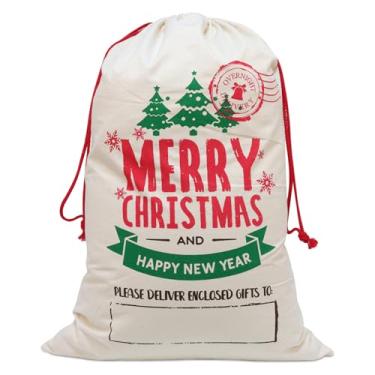 Imagem de Zerzsy Saco de serapilheira de Papai Noel, sacos de presente de Natal com cordão de 70 x 49 cm, sacos de Papai Noel, sacos de presente de Natal, sacolas de presente de boneca, sacos de tecido para