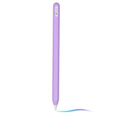 Imagem de Capa de silicone ultrafina compatível com Apple Pencil 2ª geração, capa protetora de silicone para iPad Pro 11 12,9 polegadas 2018, capa de silicone macio à prova de choque (roxo lavanda)