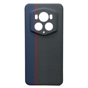 Imagem de HAO RIYLN Capa para Honor Magic 6, capa de telefone de fibra de aramida Kevlar protetora para câmera de grau militar, ultrafina, anti-arranhões, capa de fibra de carbono, azul