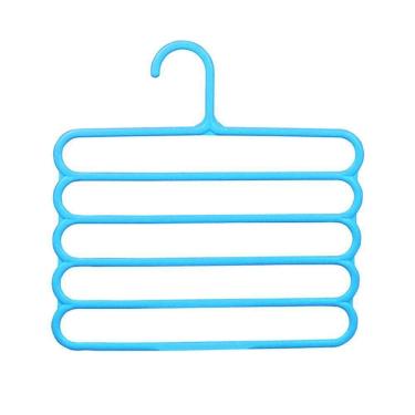 Imagem de Cabide Multiuso Calças Saias Bermudas 5 Espaços Azul