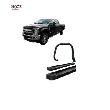 Imagem de Kit Quebra Mato S/barra estribo Plat Aluminio Preto F250 - HOZZ