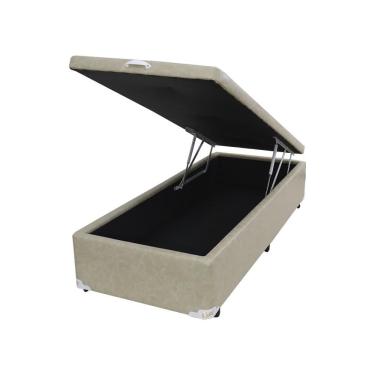 Imagem de Box Baú Castor Solteiro Premium Kansas Bege 100x200x35cm