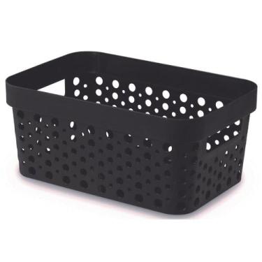 Imagem de Cesto Organizador Trama Rattan s/Tampa 4,5L Multiuso Plástico - Usual 