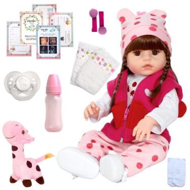 Imagem de Bebê Boneca Reborn Realista Girafinha Menina de Silicone 46c - Cegonha