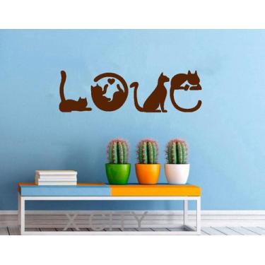 Imagem de Adesivo Gato Love  TAMANHO 70cm x 20,5cm - Decoração Quartos, Salas, P