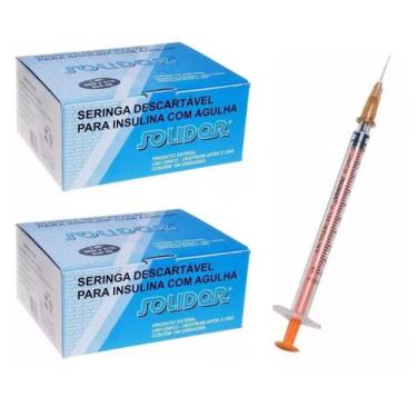 Imagem de Seringa de Insulina 1 ml Solidor com agulha 13x0,33mm caixa com 200 Un