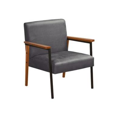 Imagem de Poltrona Decorativa Trindade Estilo Industrial Sanna Decor Em Veludo, 