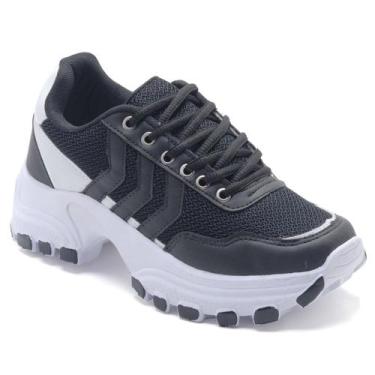 Imagem de Tênis Feminino Plataforma R-2050 - Vanelli, Preto, Branco, 38