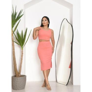 Imagem de Conjunto Saia Lápis Midi e Blusa Aberta nas Costas - luh may, Rosa, M