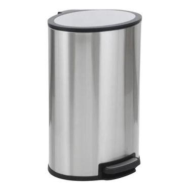 Imagem de Lixeira Multiuso 40l Com Pedal Oval 60x41x38cm Inox Cromada - BDAS, Pr