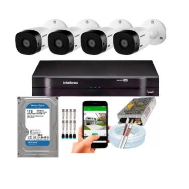 Imagem de Kit 4 Câmeras Intelbras 1120b Dvr 4 Canais Lançamento - Com Hd 1 Tb