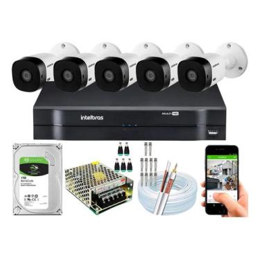 Imagem de Kit Cftv 5 Cameras Segurança Hd Intelbras 1120 Dvr full hd