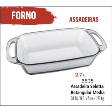 Imagem de 06 Assadeiras Com Alça Retangular 2,7lts Média - Marinex