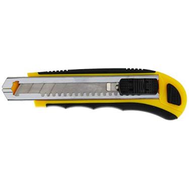Imagem de Tramontina 43390308, Estilete Retrátil 6, Corpo Dupla Injeção, 8 Laminas de Aço Especial, Botão Trava da Lamina, Amarelo