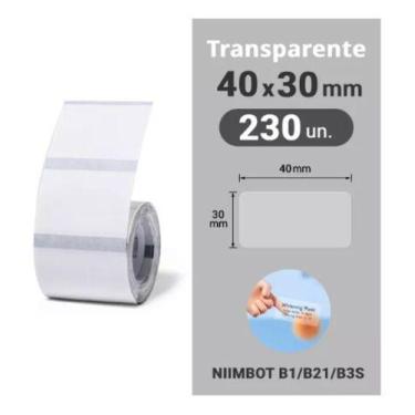 Imagem de Rolo Etiqueta Niimbot B1 / B21 Transparente 40x30mm (230un)