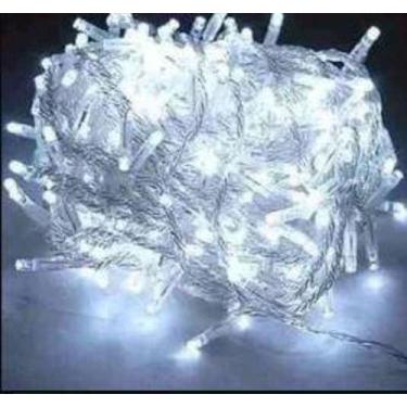 Imagem de Pisca 100 lâmpadas LED 8 função Branco com fio Transparente - V8