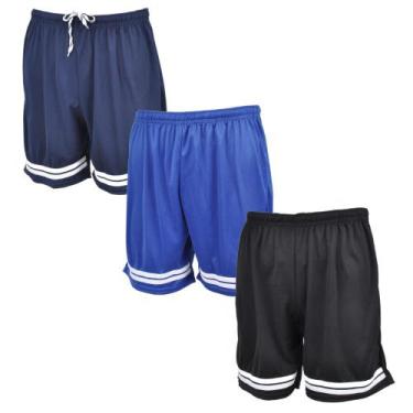 Imagem de Kit 3 Shorts Masculino Calção Plus Size Poliéster P Ao G5 - Onda do Su