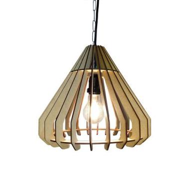 Imagem de Lustre Luminária Pendente de Madeira MDF Mod. Slim - ECOilumi